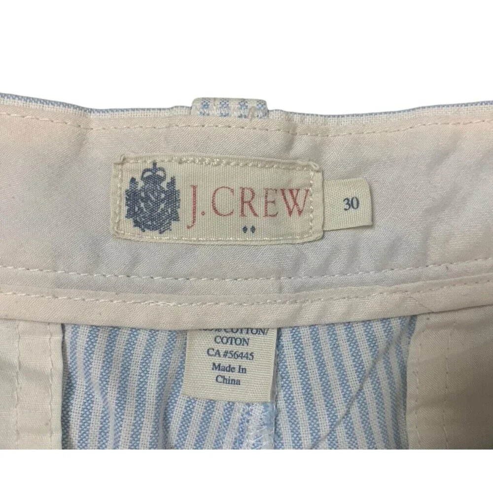 J. CREW Gramercy Chino Shorts Men's Size 30 Blue White Striped Twill Preppy